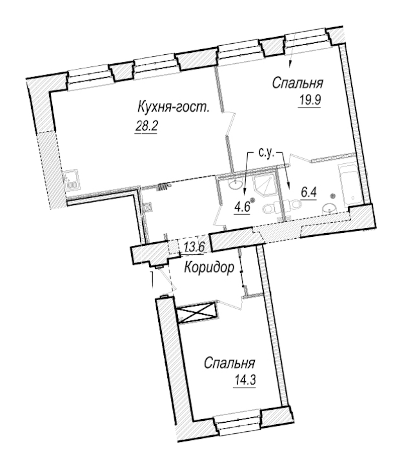 2-комнатная квартира 87 м², 3/7 эт., Комплекс апартаментов «Meltzer Hall»